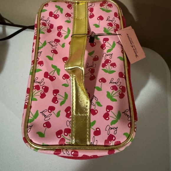 Juicy Couture Cherry Print Pink and Red Cosmetic Bag - Picture 4 of 5
